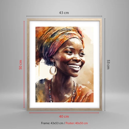 Plagát v ráme zo svetlého duba - Africká kráľovná - 40x50 cm