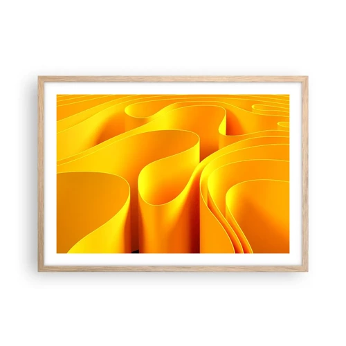 Plagát v ráme zo svetlého duba - Ako slnečné vlny - 70x50 cm