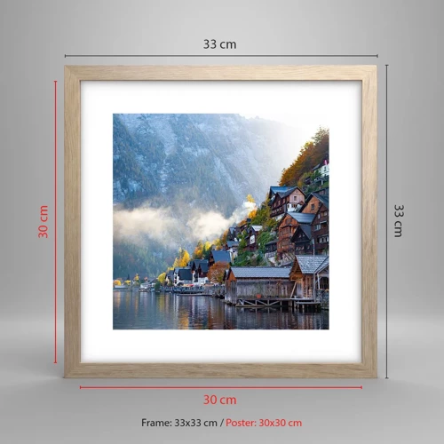 Plagát v ráme zo svetlého duba - Alpská krajina - 30x30 cm