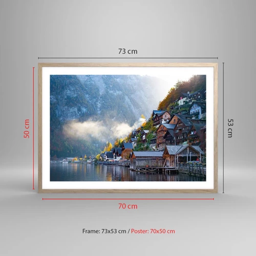 Plagát v ráme zo svetlého duba - Alpská krajina - 70x50 cm