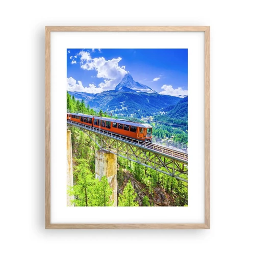 Plagát v ráme zo svetlého duba - Alpská železnica - 40x50 cm