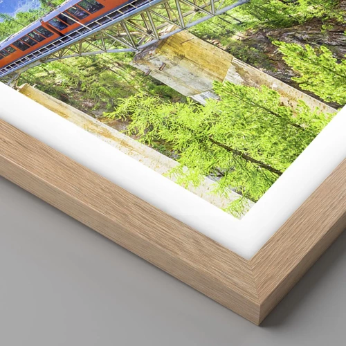 Plagát v ráme zo svetlého duba - Alpská železnica - 50x40 cm