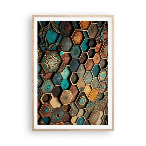 Plagát v ráme zo svetlého duba - Arabské ornamenty – variácia - 70x100 cm