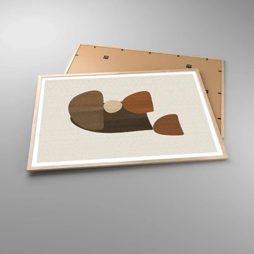 Plagát v ráme zo svetlého duba - Bronzová kompozícia - 100x70 cm