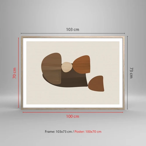 Plagát v ráme zo svetlého duba - Bronzová kompozícia - 100x70 cm