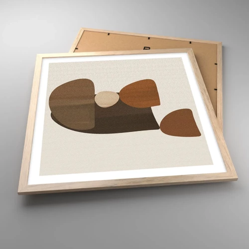 Plagát v ráme zo svetlého duba - Bronzová kompozícia - 50x50 cm