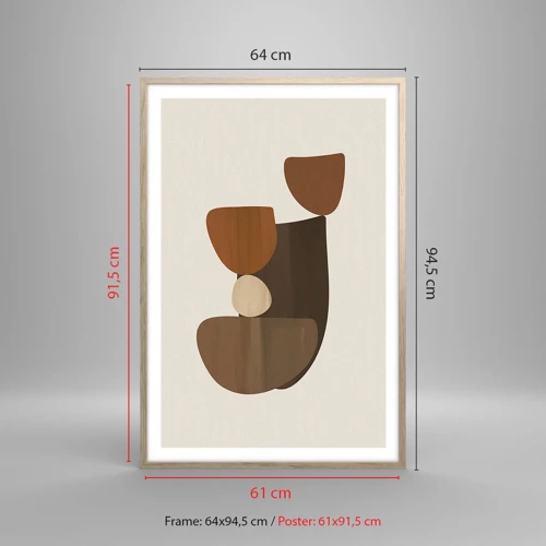 Plagát v ráme zo svetlého duba - Bronzová kompozícia - 61x91 cm