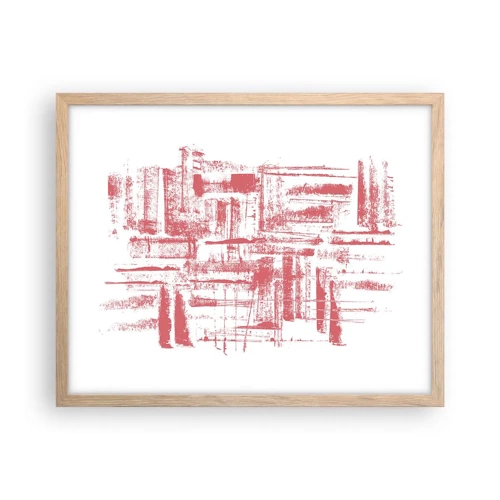 Plagát v ráme zo svetlého duba - Červené mesto - 50x40 cm