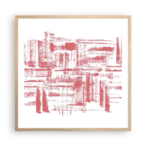 Plagát v ráme zo svetlého duba - Červené mesto - 60x60 cm