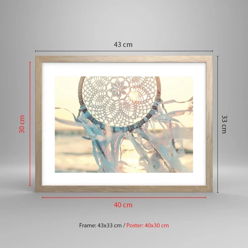Plagát v ráme zo svetlého duba - Čipkový totem - 40x30 cm