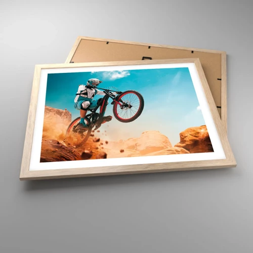 Plagát v ráme zo svetlého duba - Cyklistický démon šialenstva - 50x40 cm