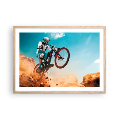 Plagát v ráme zo svetlého duba - Cyklistický démon šialenstva - 70x50 cm