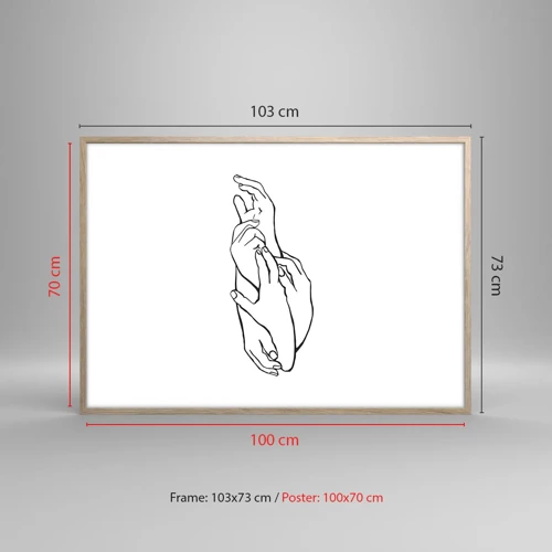 Plagát v ráme zo svetlého duba - Dobrý dotyk - 100x70 cm