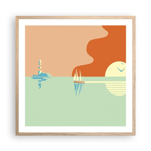 Plagát v ráme zo svetlého duba - Dokonalá morská krajina - 60x60 cm
