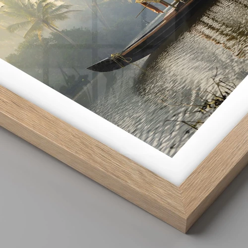 Plagát v ráme zo svetlého duba - Dom na rieke - 60x60 cm