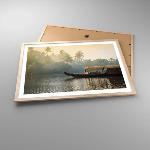 Plagát v ráme zo svetlého duba - Dom na rieke - 70x50 cm