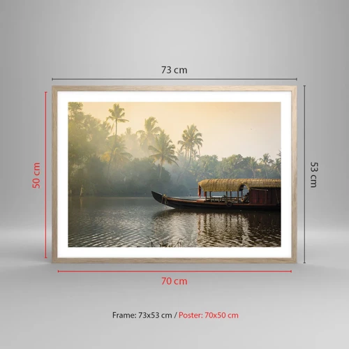 Plagát v ráme zo svetlého duba - Dom na rieke - 70x50 cm