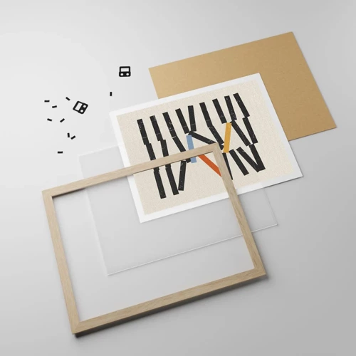 Plagát v ráme zo svetlého duba - Domino – kompozícia - 50x40 cm