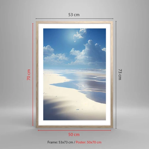 Plagát v ráme zo svetlého duba - Dovolenka v raji - 50x70 cm