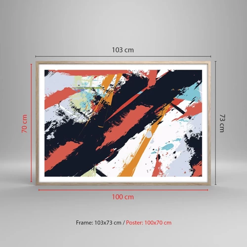 Plagát v ráme zo svetlého duba - Dynamická kompozícia - 100x70 cm