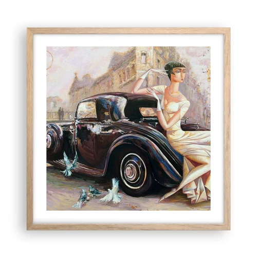 Plagát v ráme zo svetlého duba - Elegancia v retro štýle - 50x50 cm