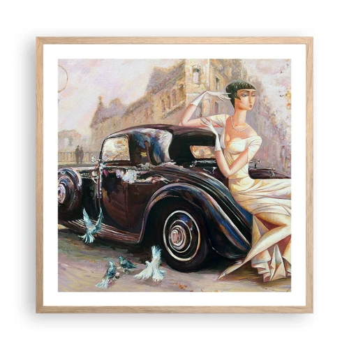 Plagát v ráme zo svetlého duba - Elegancia v retro štýle - 60x60 cm