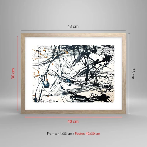 Plagát v ráme zo svetlého duba - Expresionistická abstrakcia - 40x30 cm