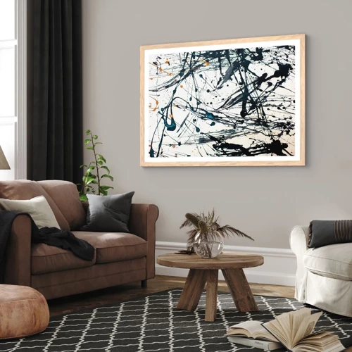 Plagát v ráme zo svetlého duba - Expresionistická abstrakcia - 70x50 cm