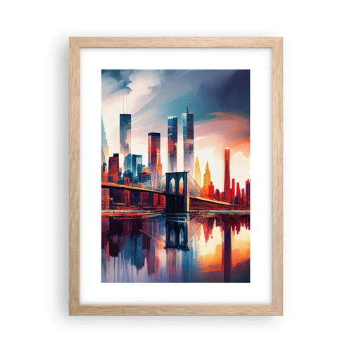 Plagát v ráme zo svetlého duba - Famózny New York - 30x40 cm