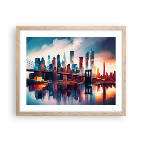 Plagát v ráme zo svetlého duba - Famózny New York - 50x40 cm