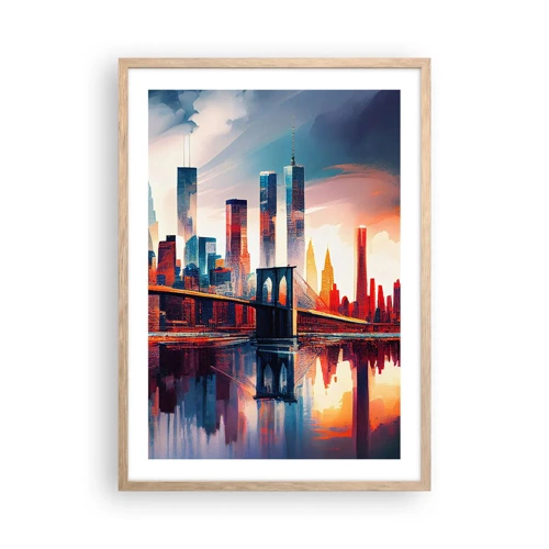 Plagát v ráme zo svetlého duba - Famózny New York - 50x70 cm