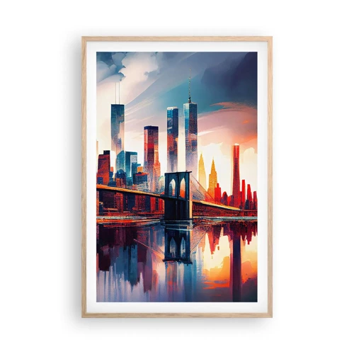 Plagát v ráme zo svetlého duba - Famózny New York - 61x91 cm