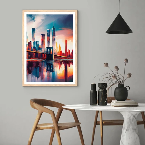 Plagát v ráme zo svetlého duba - Famózny New York - 61x91 cm