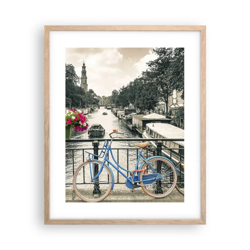 Plagát v ráme zo svetlého duba - Farby amsterdamskej ulice - 40x50 cm