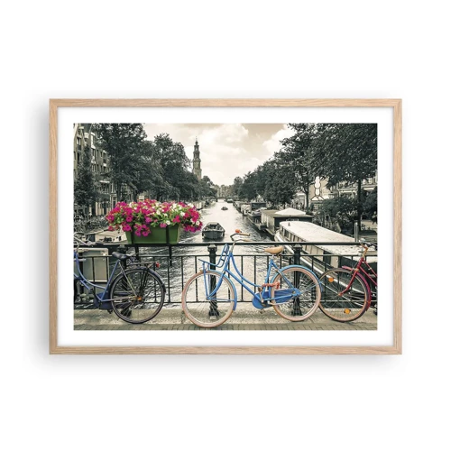 Plagát v ráme zo svetlého duba - Farby amsterdamskej ulice - 70x50 cm