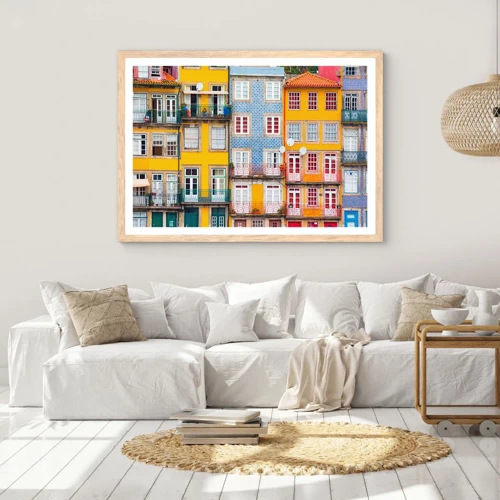 Plagát v ráme zo svetlého duba - Farby starého mesta - 40x30 cm