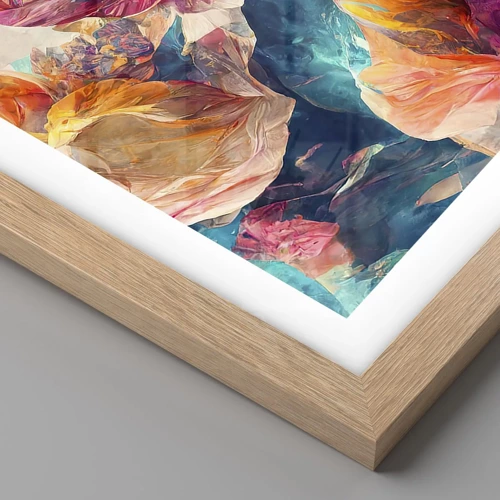 Plagát v ráme zo svetlého duba - Farebné bohatstvo kytice - 40x30 cm