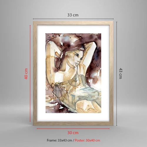 Plagát v ráme zo svetlého duba - Fialová nálada - 30x40 cm