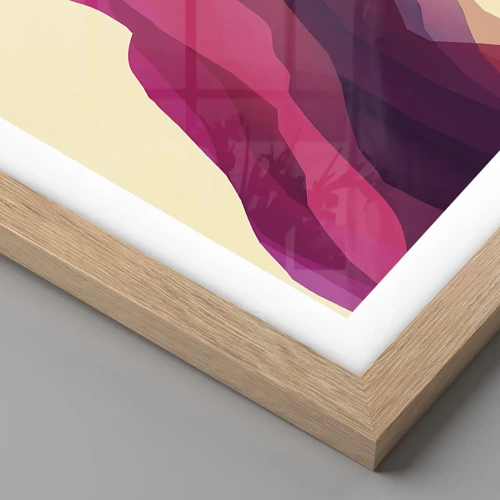 Plagát v ráme zo svetlého duba - Fialové vlny - 100x70 cm