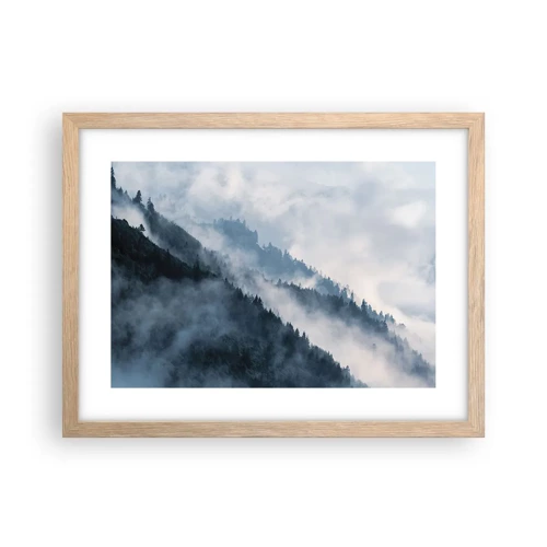 Plagát v ráme zo svetlého duba - Horská mystika - 40x30 cm