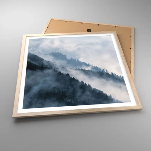 Plagát v ráme zo svetlého duba - Horská mystika - 60x60 cm