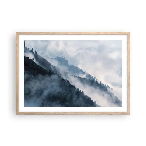 Plagát v ráme zo svetlého duba - Horská mystika - 70x50 cm