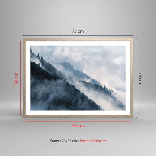 Plagát v ráme zo svetlého duba - Horská mystika - 70x50 cm