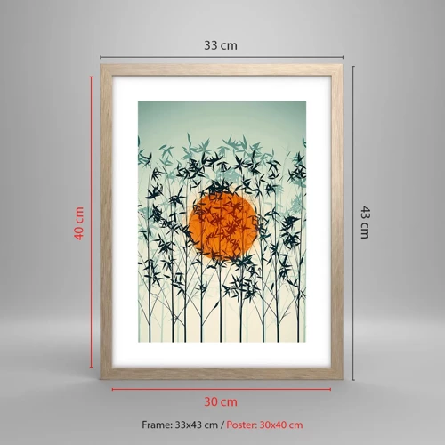 Plagát v ráme zo svetlého duba - Japonské slnko - 30x40 cm