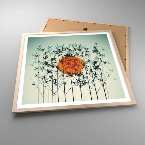 Plagát v ráme zo svetlého duba - Japonské slnko - 60x60 cm