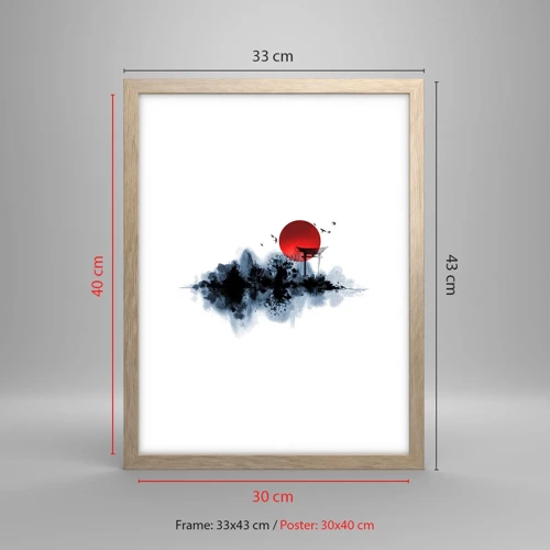 Plagát v ráme zo svetlého duba - Japonský pohľad - 30x40 cm