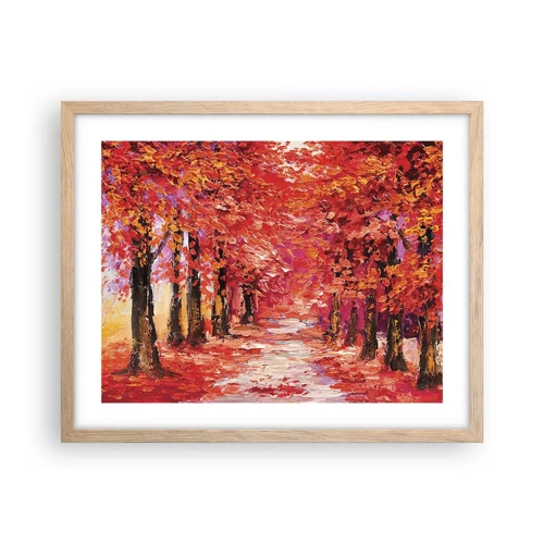Plagát v ráme zo svetlého duba - Jesenná impresia - 50x40 cm