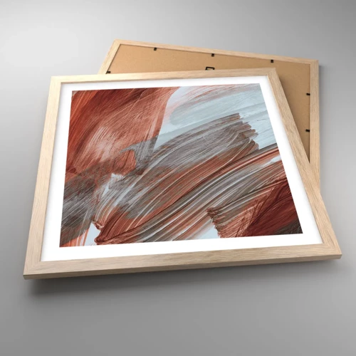 Plagát v ráme zo svetlého duba - Jesenná veterná abstrakcia - 40x40 cm