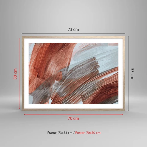 Plagát v ráme zo svetlého duba - Jesenná veterná abstrakcia - 70x50 cm