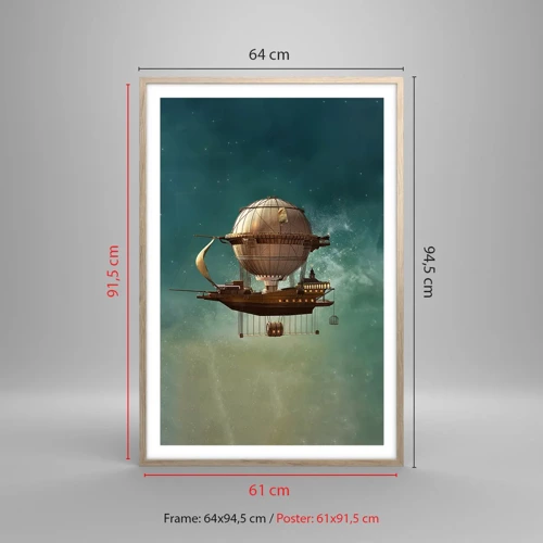 Plagát v ráme zo svetlého duba - Julius Verne pozdravuje - 61x91 cm